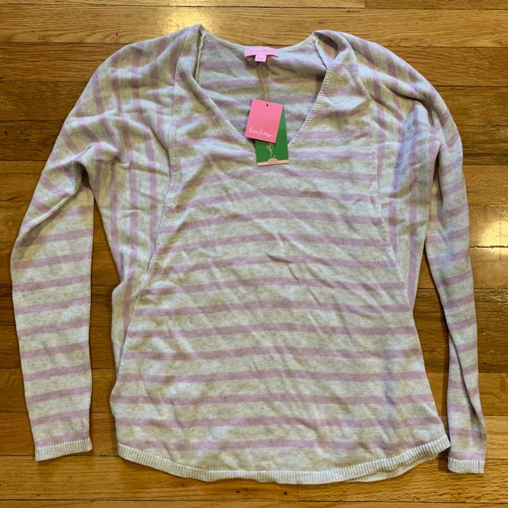 Lilly Pulitzer pink and cream sweater nwt size S